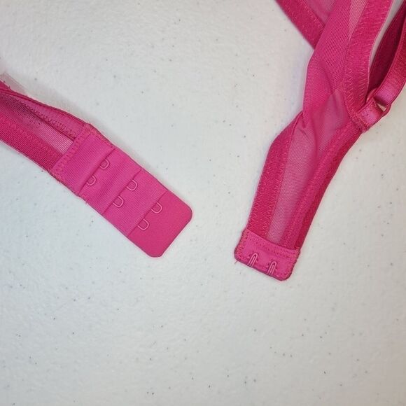 JEZEBEL Y2K Hot Pink Padded Underwire Bra 34C Faux Zipper Cups - Picture 7 of 12